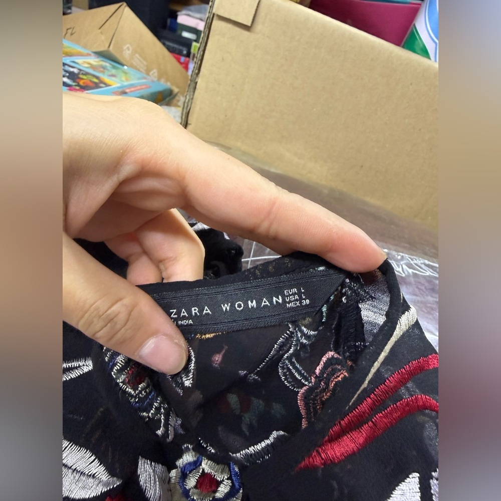 NWOT Zara Embroidered Bird Multicolor Midi Dress - Picture 5 of 5